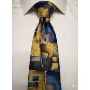 J. Garcia Hieroglyphics Artist Proof 2014 yellow blue silk tie - 61"